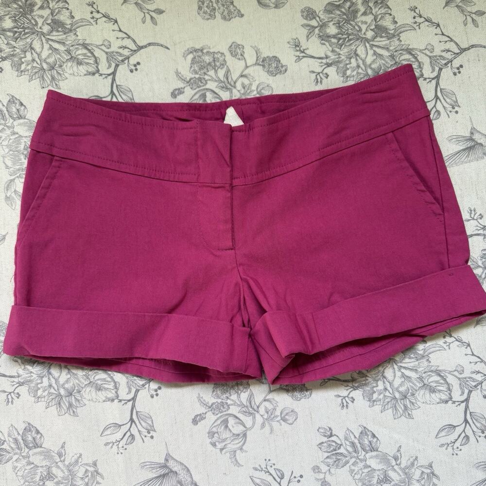 Wet Seal Y2K Preppy Low Rise Stretch Chino Micro Mini Shorts Size XS Pink Cuffed